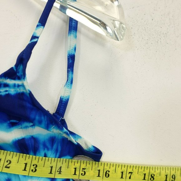 COLE Women's High Cut Leg One Piece Swimsuit Blue 6 Strappy Stretch Tie Dye - Picture 9 of 13